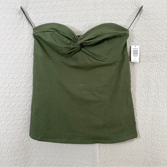 Torrid Foxy Twist Tube Top Tee Olive Green Torrid Size 2 - Picture 4 of 9